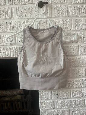 Lululemon Light Gray/ violet High-Neck Sports Bra 8